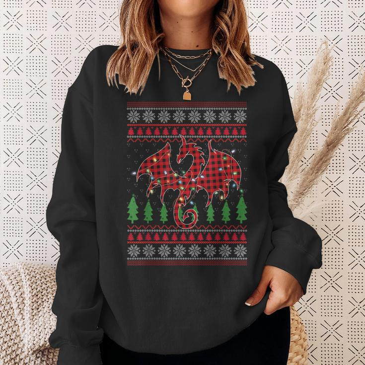 Zodiac Dragon Ugly Sweater Christmas Lights Dragon Lover Sweatshirt Gifts for Her