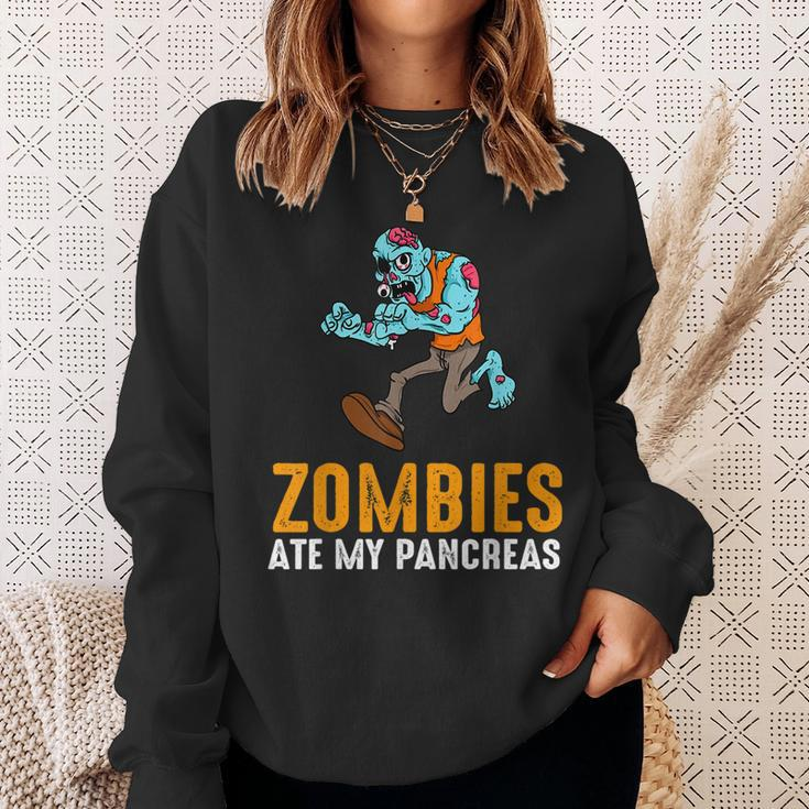 Zombie Ate My Pancreas T1d Awareness Halloween Boys Girls Halloween Sweatshirt Gifts for Her
