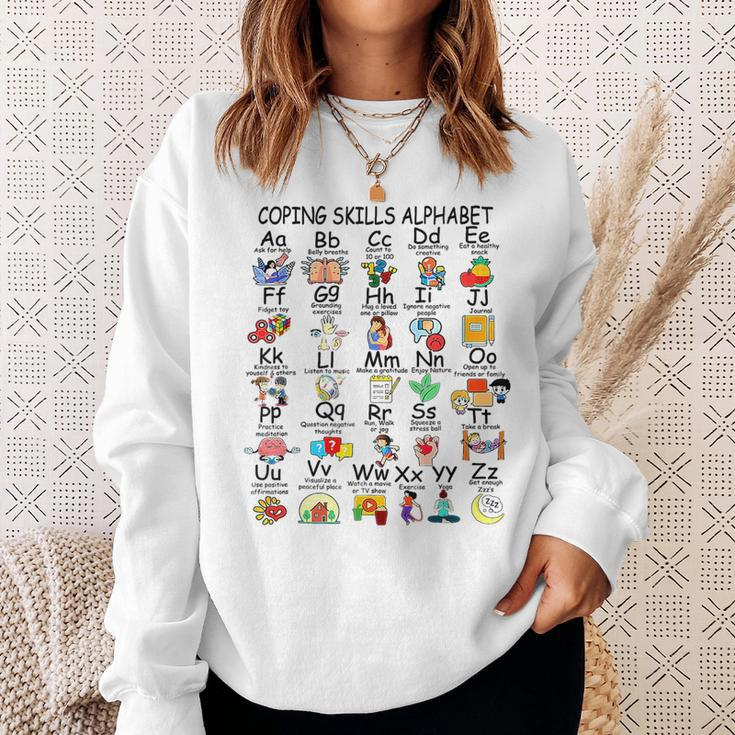 Abc Coping Skills Alphabet Mental Health Awareness Counselor Sweatshirt Gifts for Her