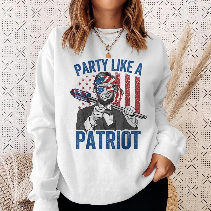 Abraham Lincoln 4Th Of July Men American Usa Flag Sweatshirt Gifts for Her