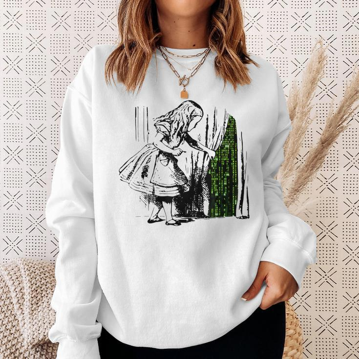 Alice In Matrix Land Programmer Sweatshirt Gifts for Her