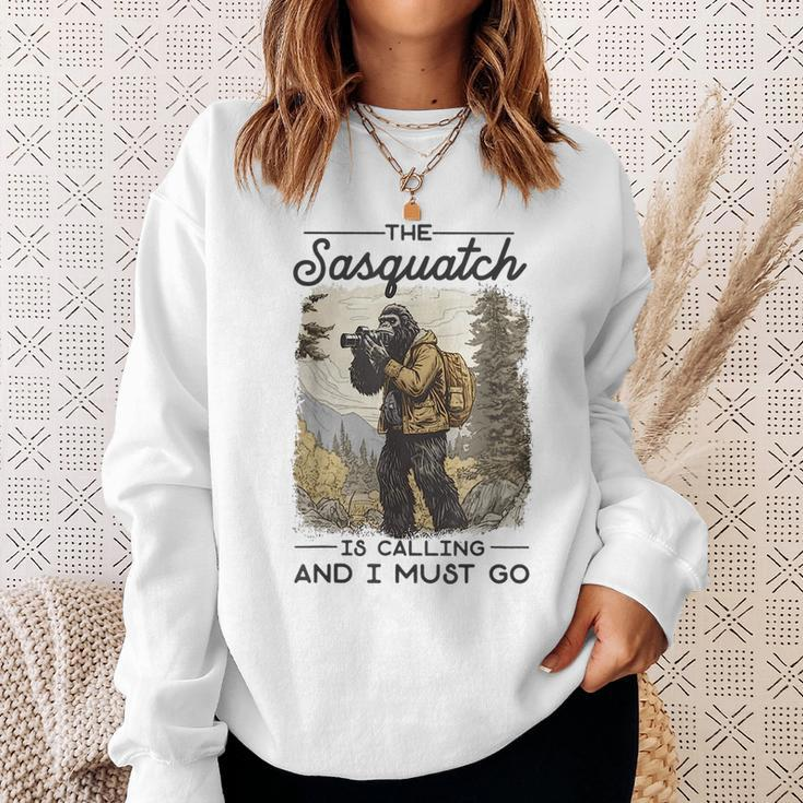 Bigfoot The Sasquatch Is Calling And I Must Go Sasquatch Funny Gifts Sweatshirt Gifts for Her