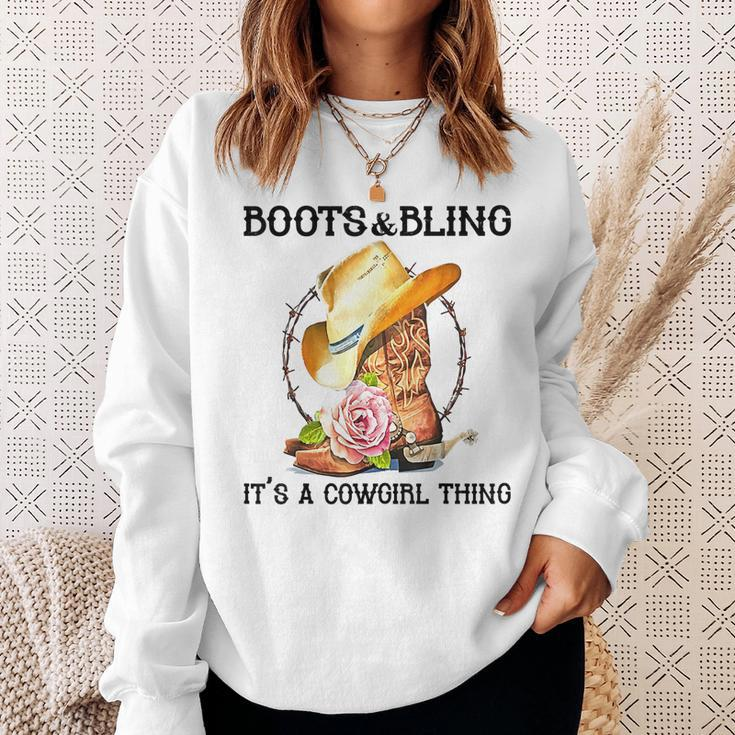 Boots & Bling Its A Cowgirl Thing Cowboy Boots Rodeo Horse Sweatshirt Gifts for Her