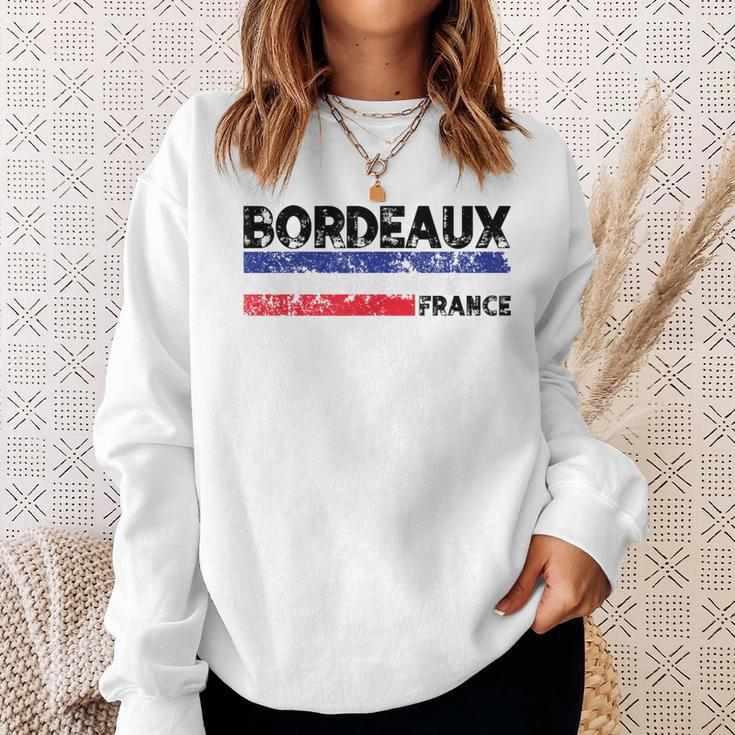 Bordeaux France Flag Tricolor French Distressed Cool Sweatshirt Gifts for Her