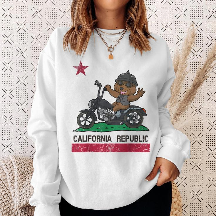 California Republic Flag Bear Biker Motorcycle Sweatshirt Gifts for Her