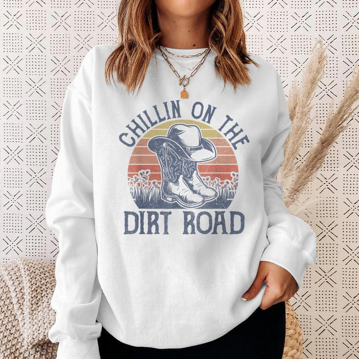 Chillin On The Dirt Road Cowboy Hat Country Music Sweatshirt Gifts for Her