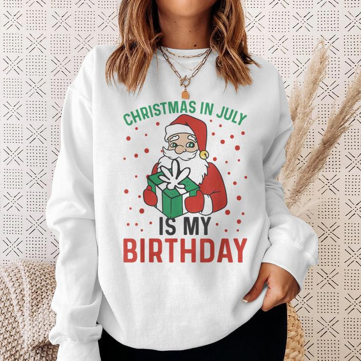 Christmas In July Is My Birthday Santa Summer Holiday Sweatshirt Gifts for Her