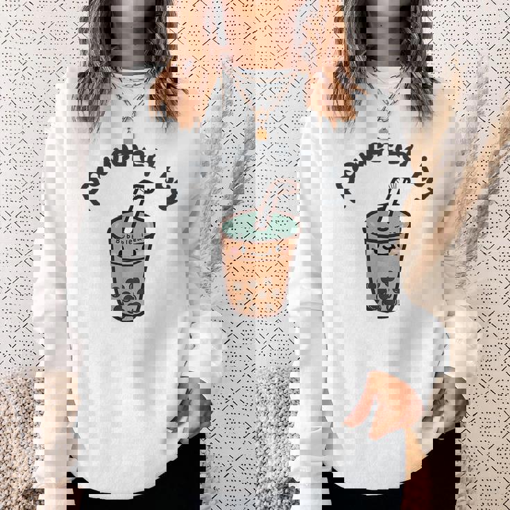 Cute Bubble Tea Boba Milk Tea Graphic Powered By Bubble Tea Sweatshirt Gifts for Her