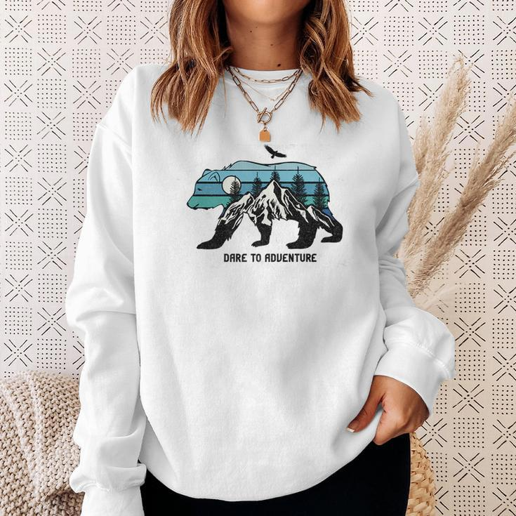 Dare To Adventure Walking Bear With A Mountain Sweatshirt Gifts for Her