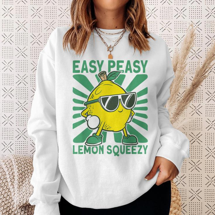 Easy Peasy Lemon Squeezy Lemonade Stand Crew Sweatshirt Gifts for Her