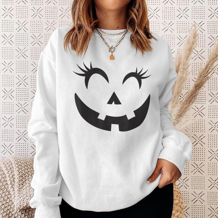 Eyelashes Halloween Outfit Pumpkin Face Costume Sweatshirt Gifts for Her