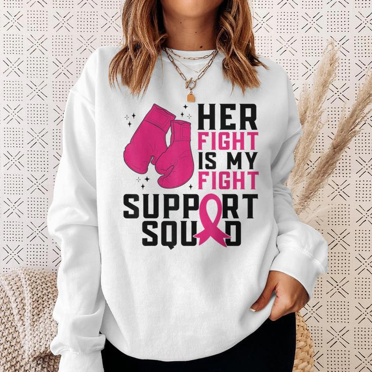 Her Fight Is My Fight Boxing Glove Breast Cancer Awareness Sweatshirt Gifts for Her