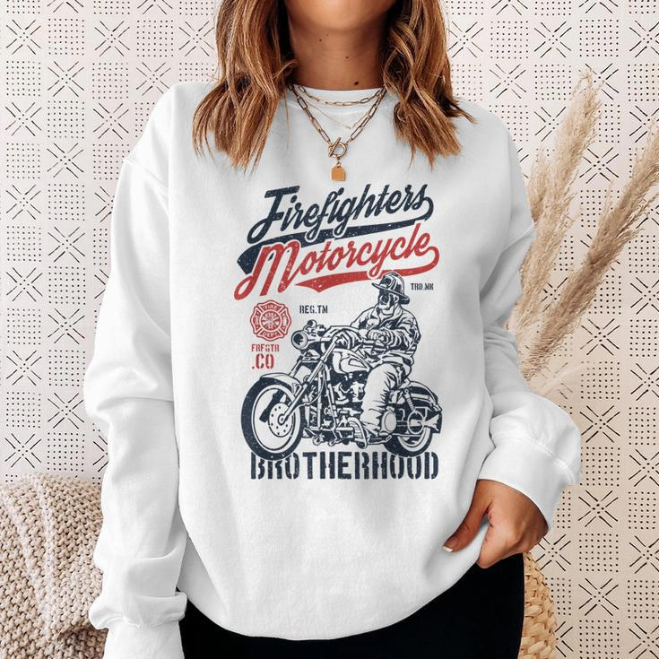 Firefighter Motorcycle Retro Fireman Sweatshirt Gifts for Her