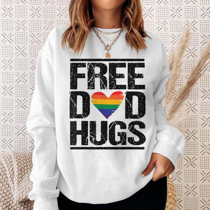 Free Dad Hugs Lgbtq Pride Stepfather Daddy Papa Design Gift For Mens Sweatshirt Gifts for Her