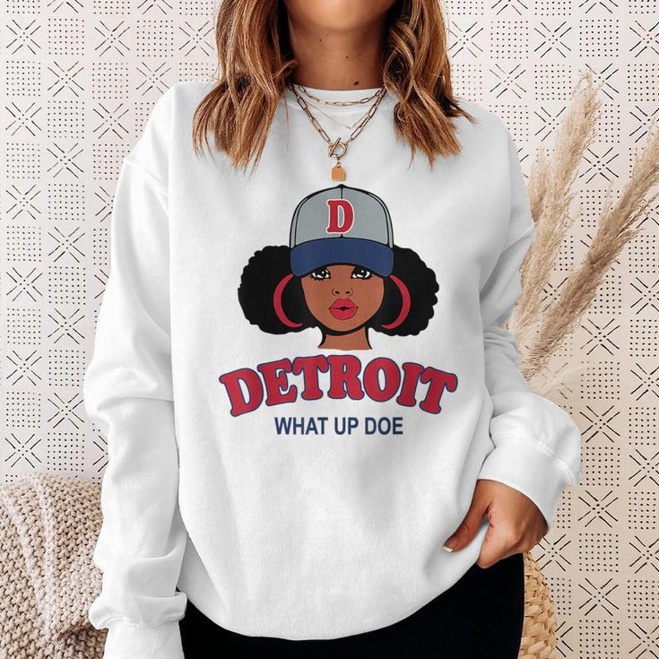 Funny Black Girl Detroit 313 What Up Doe Black Girl Funny Gifts Sweatshirt Gifts for Her