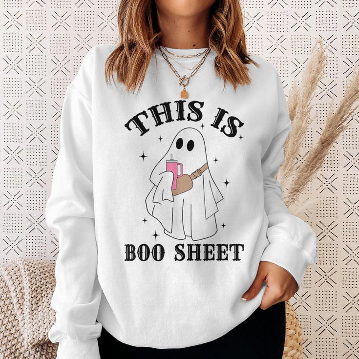 This Is Boo Sheet Spider Decor Ghost Spooky Halloween Sweatshirt Gifts for Her