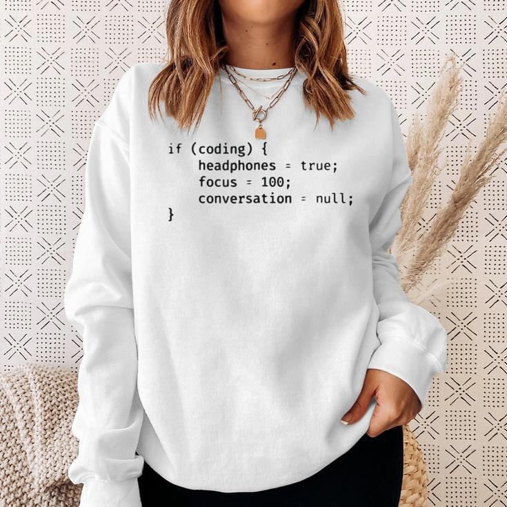 Funny Joke Programming Computer If Coding Headphones Focus Sweatshirt Gifts for Her