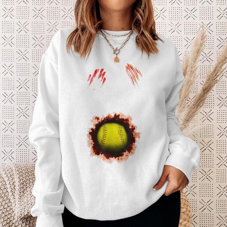 Scary Zombie Player Softball Creepy Softball Costume Sweatshirt Gifts for Her