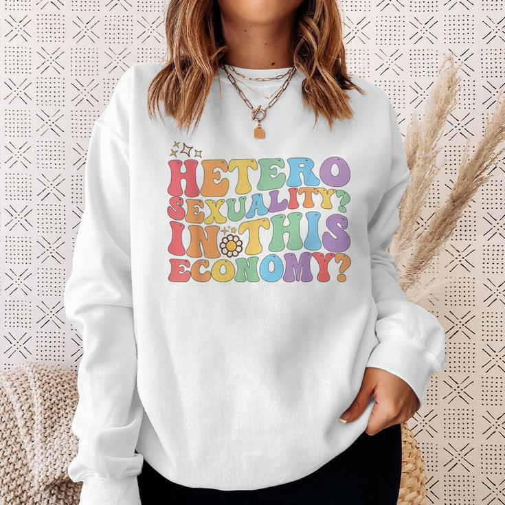 Groovy Hetero Heterosexuality In This Economy Lgbt Pride Sweatshirt Gifts for Her
