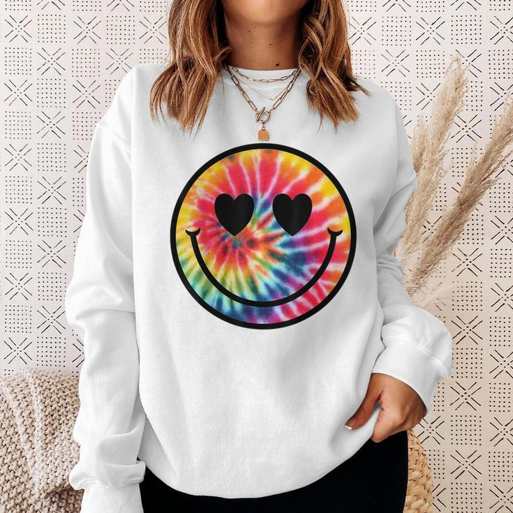 Happy Face Tie Dye Smile Face Sweatshirt Gifts for Her