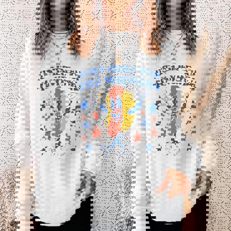Hot Dog Im Just Here For The Wieners 4Th Of July Funny Sweatshirt Gifts for Her