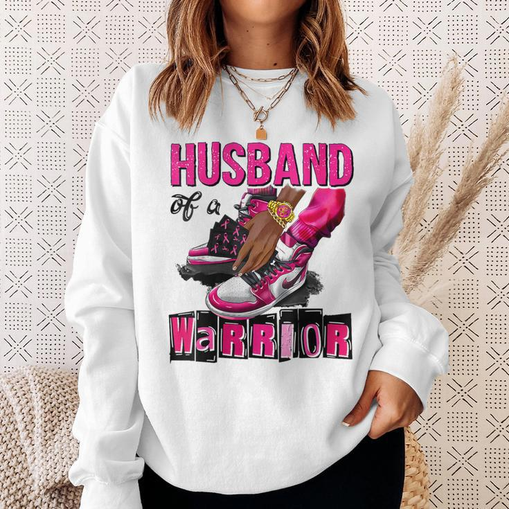 Husband Of A Warrior Pink Breast Cancer Awareness Support Sweatshirt Gifts for Her