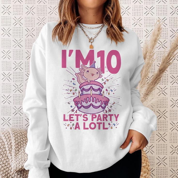 Im 10 Bday Axolotl Party Cute 10Th Birthday Kids Axolotl Sweatshirt Gifts for Her