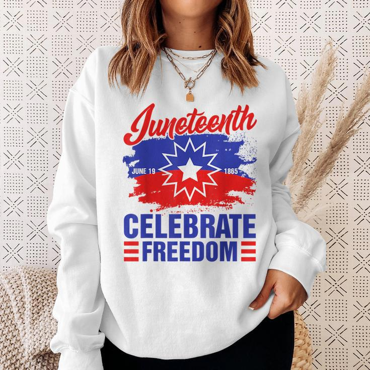 Junenth Celebrate Freedom Red White Blue Free Black Slave Sweatshirt Gifts for Her