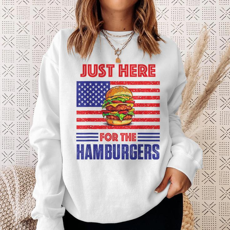 Just Here For The Hamburgers Funny 4Th Of July Hamburger Sweatshirt Gifts for Her