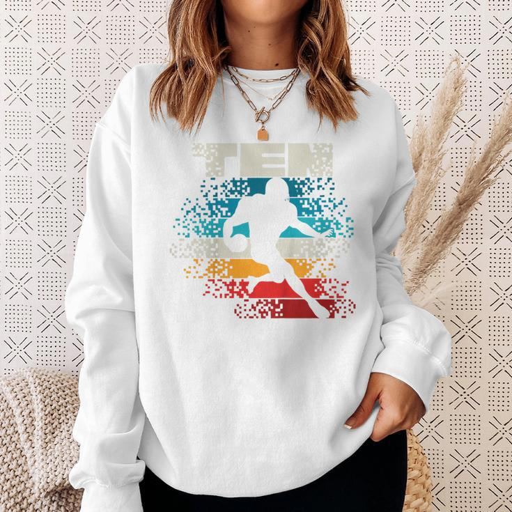 Kids 10 Year Old 10Th Vintage Retro Football Birthday Party Sweatshirt Gifts for Her