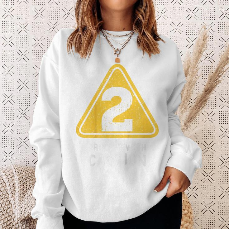 Kids Birthday Boy 2 Two Construction Sign 2Nd Birthday Toddler Sweatshirt Gifts for Her