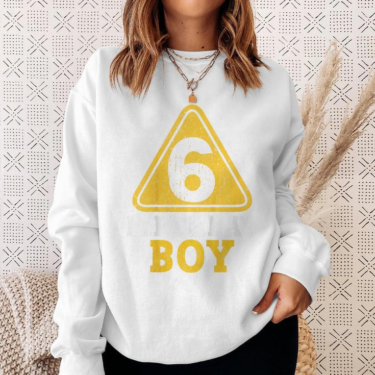 Kids Birthday Boy 6 Six Construction Sign 6Th Birthday Sweatshirt Gifts for Her
