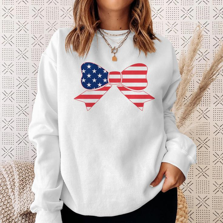 Kids Flag Bow Girls 4Th Of July Toddler Stars And Stripes Baby Sweatshirt Gifts for Her