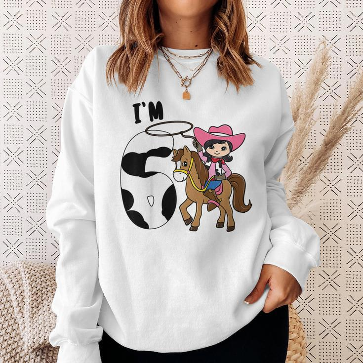 Kids Im 6 Cute Horse Riding Cowgirl 6Th Birthday Girls Sweatshirt Gifts for Her