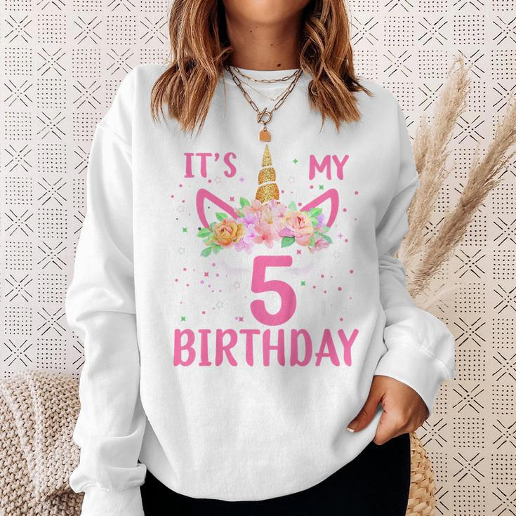 Kids Its My 5Th Birthday Unicorn Lover Kid 5 Years Old Birthday Sweatshirt Gifts for Her