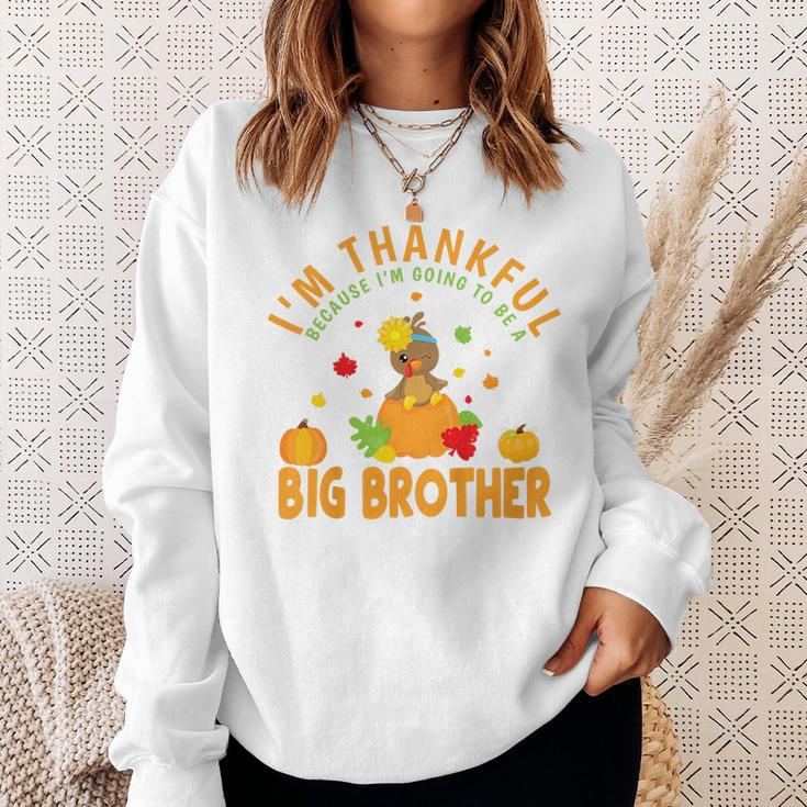 Kids Thanksgiving Baby Announcement Big Brother Sweatshirt Gifts for Her