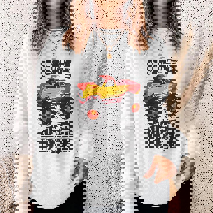 I Love Monster Trucks Cute Bigfoot Trucks Sweatshirt Gifts for Her