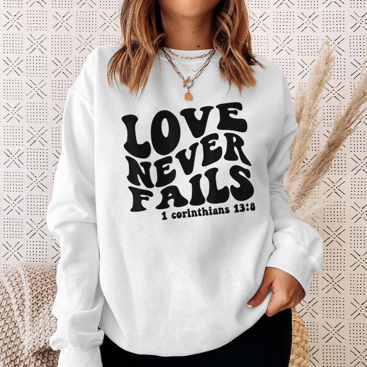 Love Never Fails 1 Corinthians 138 Bible Verse Heart Vine Sweatshirt Gifts for Her