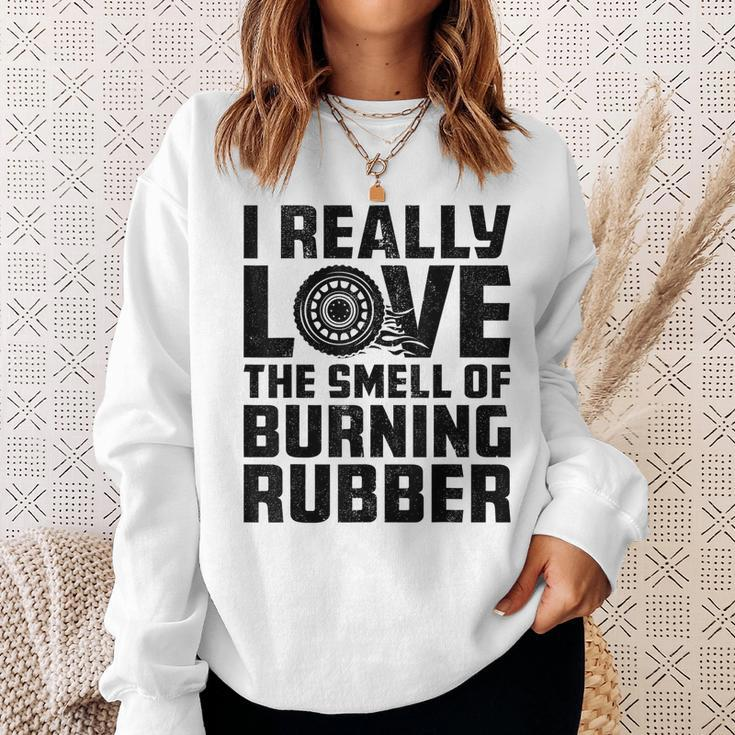 Love The Smell Of Burning Rubber Tire Burnout Car Enthusiast Sweatshirt Gifts for Her