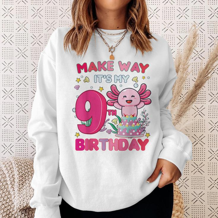 Make Way Its My 9Th Birthday Cute Axolotl 9Th Birthday Girl Sweatshirt Gifts for Her