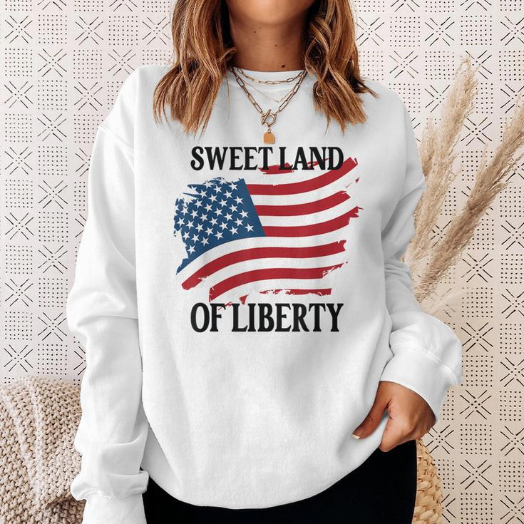 Memorial Day Sweet Land Of Liberty American Flag Sweatshirt Gifts for Her