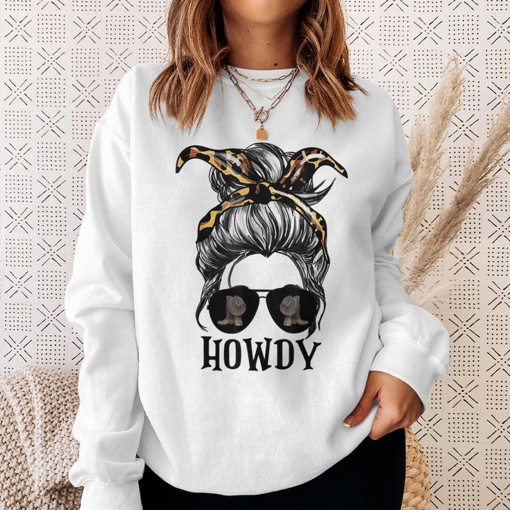 Messy Bun Hat Howdy Rodeo Western Country Southern Cowgirl Sweatshirt Gifts for Her