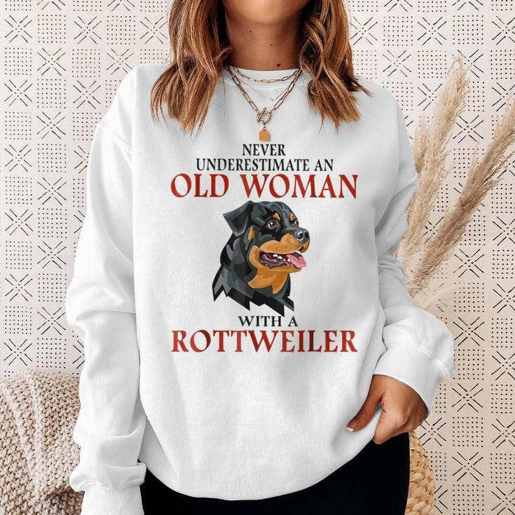 Never Underestimate An Old Woman With A Rottweiler Sweatshirt Gifts for Her
