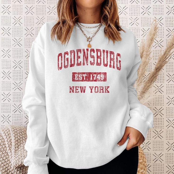 Ogdensburg New York Ny Vintage Sports Red Sweatshirt Gifts for Her