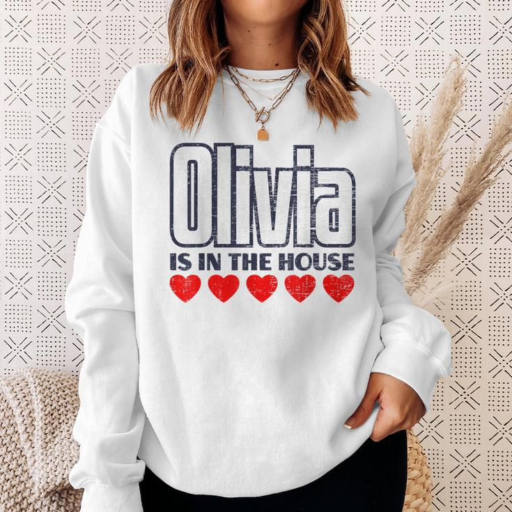 Olivia Is In The House Retro Hearts First Name Love Olivia Sweatshirt Gifts for Her