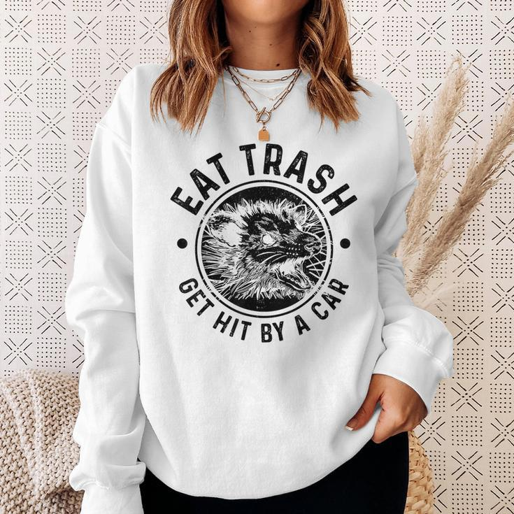 Opossum Eat Trash Get Hit By A Car Vintage Funny Possum Sweatshirt Gifts for Her