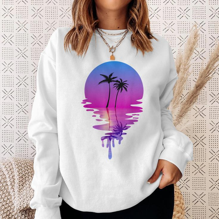 Palm Trees Beach Sunset Beach Lovers Summer Vacation Sweatshirt Gifts for Her
