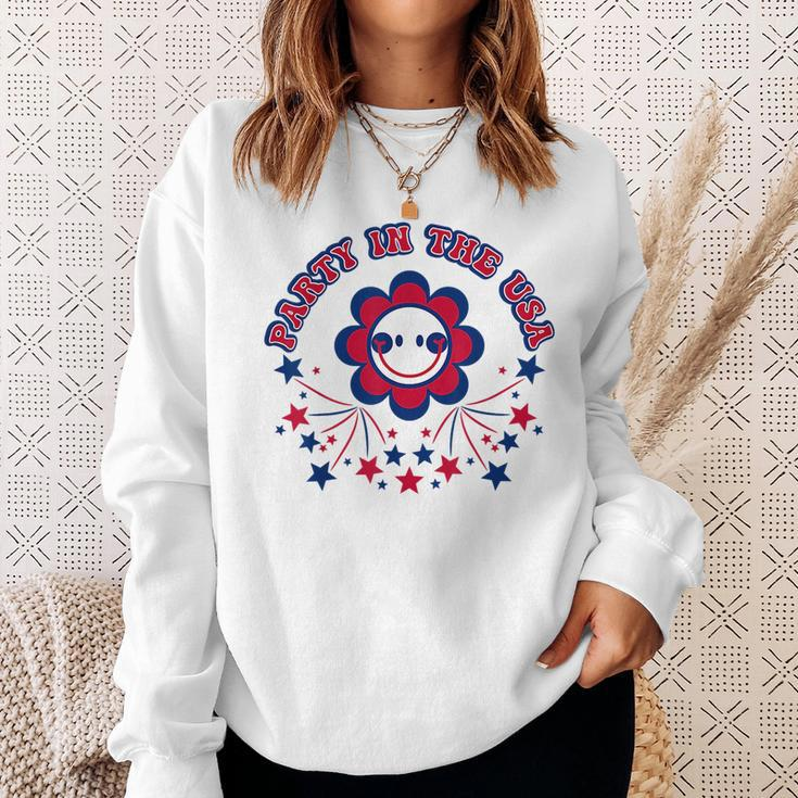 Party In The Usa Groovy Design 4Th Of July Usa Funny Gifts Sweatshirt Gifts for Her