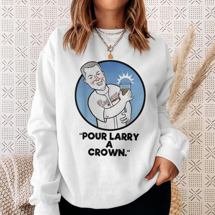 Pour Larry A Crown Home Run Baseball Fan Sports Lover Sweatshirt Gifts for Her