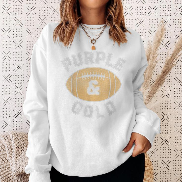 Purple And Gold Football Game Day Home Team Group Sweatshirt Gifts for Her